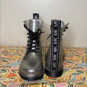 Michael Kors Shimmering Silver Combat Boots